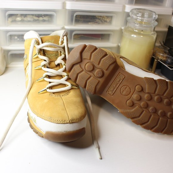 Euro Hiker Boot Timberland 8 Women Tan White READ - Picture 16 of 16